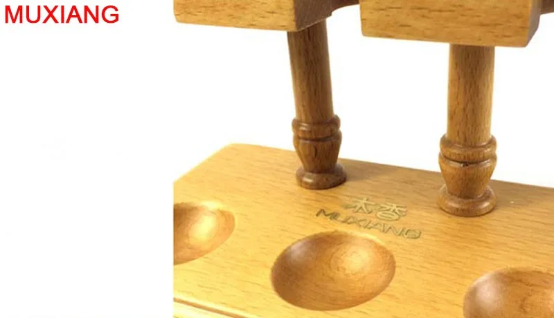 5 upright wooden 3 pipe racks