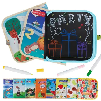 

Children's Educational Portable Painting Book Can Wipe The Blackboard Graffiti Album Double-sided Reusable Erasable Water Chalk