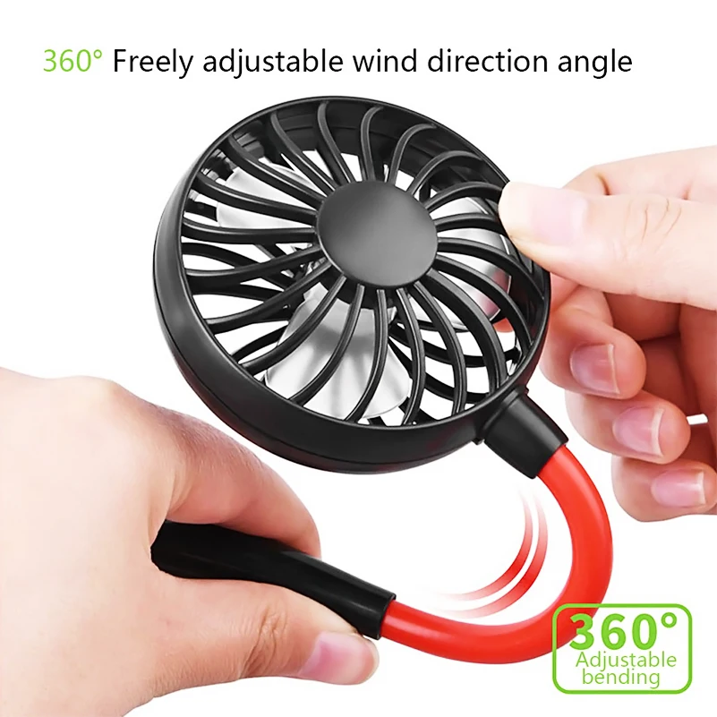 Mini Portable Neck Band Hands-Free Hanging Fan Cool Air Travel Cooler Cooling USB Mini Fans Power for Sports Office Outdoor Home
