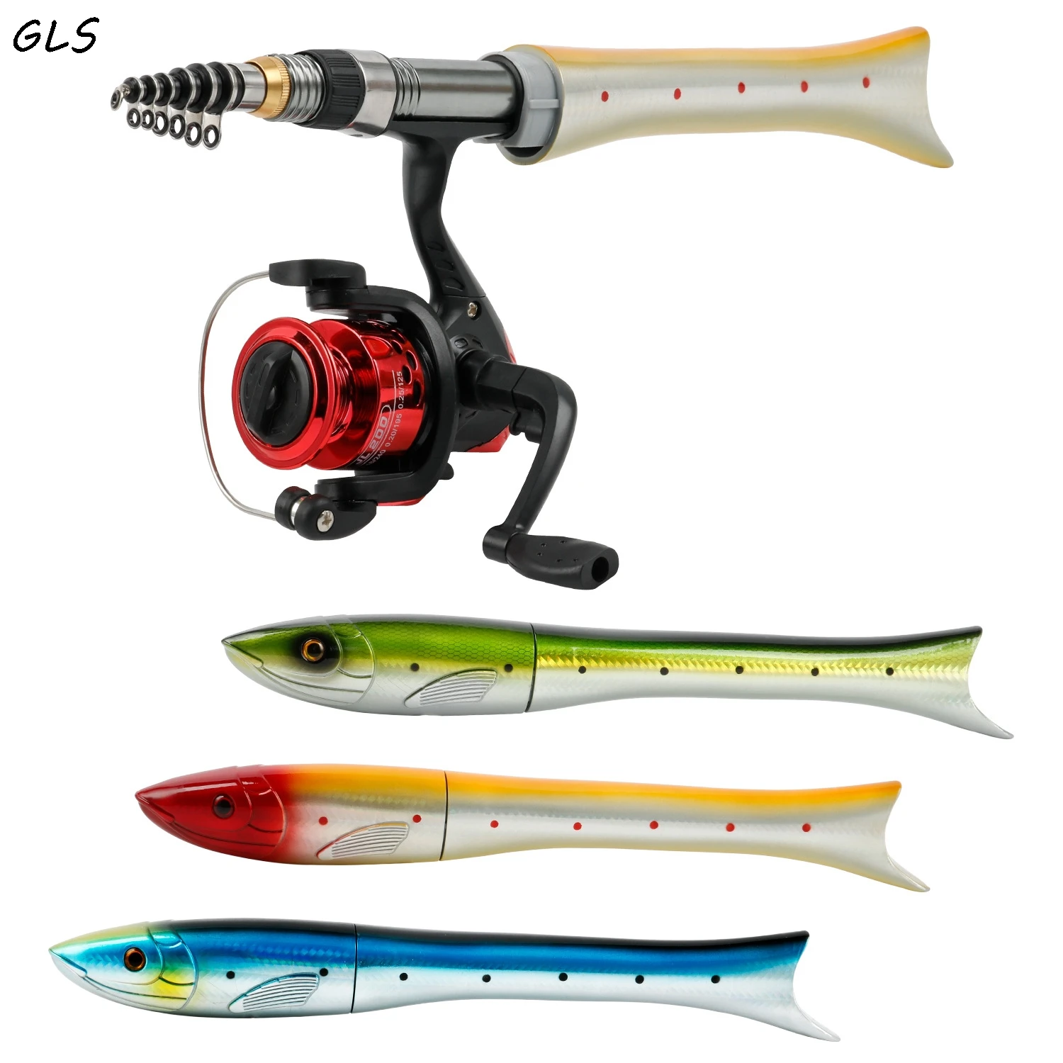 Fish Shaped Pocket Pocket 1.6 Meter Pen Ice Fishing Rod Mini Telescopic