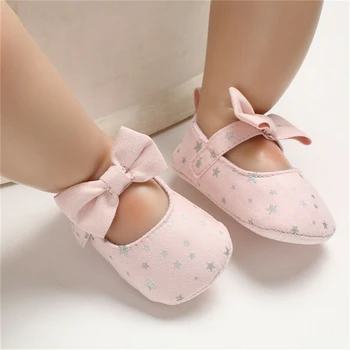 

Baby Princess Girl Canvas Crib Shoes Summer Bowknot Star Print Soft Sole Anti-Slip Shoes Prewalker Newborn Girl Sneakers Shoe