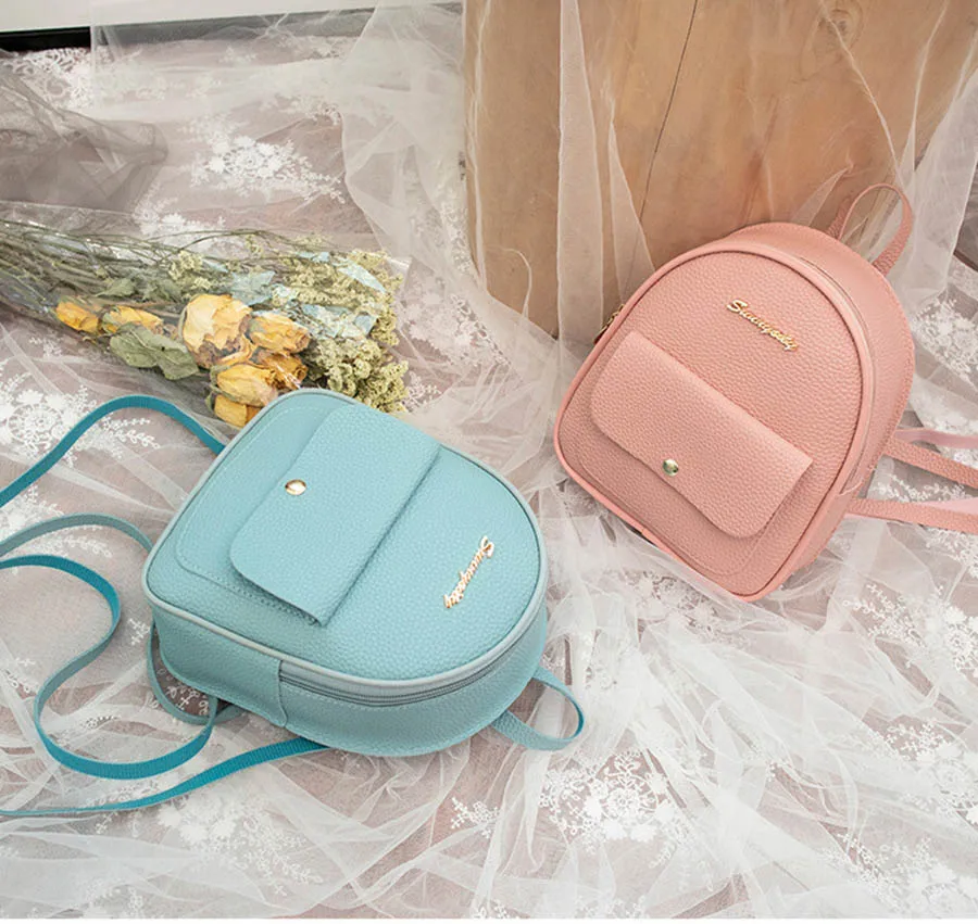 Mara's Dream New Lychee Shoulder Bag Small Fresh Shoulder Bag Solid Color Zipper Buckle Multi-function Small Backpack