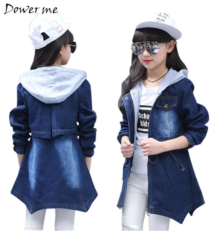 

Girls Jackets Fashion Cowboy Coats Brand New Kids Trench Coats For Girls Long Jackets Autumn Children Clothing