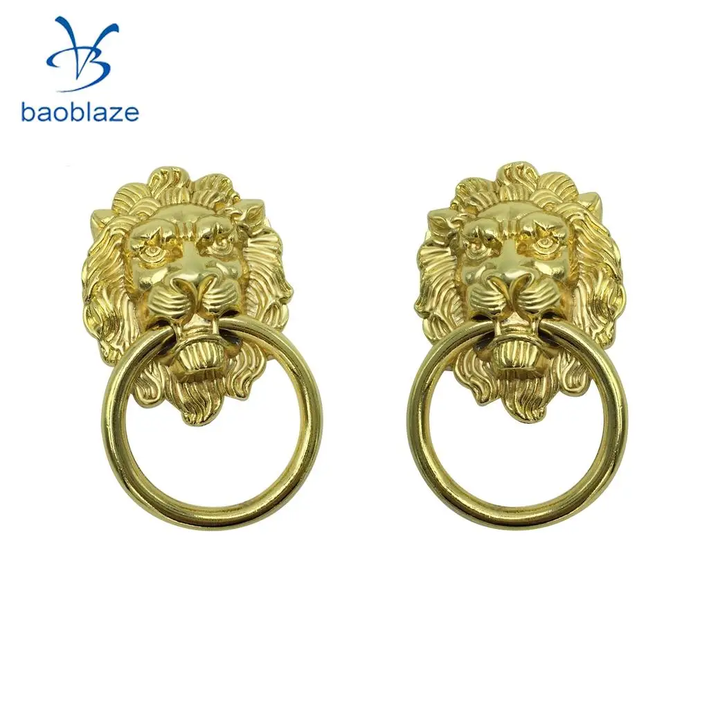 PACK 2PCS Lion Head Design Door Cabinet Handles Drawer Cupboard Wardrobe Pull Ring