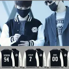 Kpop EXO новые модные флисовые толстовки одежда хлопковая куртка бейсбольная форма бейсбольный костюм