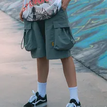 Уличные шорты стерео карман свободный чистый цвет, для отдыха брюки летние мужские Модное движение