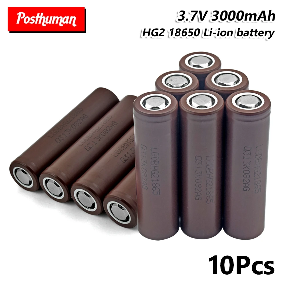 POSTHUMAN мощность высокого стока hg2 max 20a 18650 Батарея 3,7 v 3000mah перезаряжаемый аккумулятор для электронных сигарет