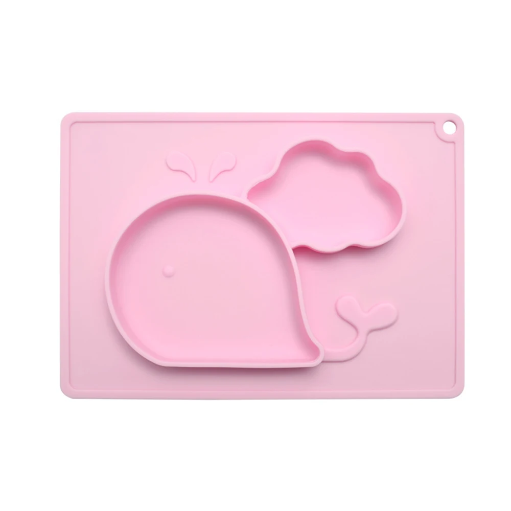 pink Для детей КИТ пластины с крышкой всасывания дети обеденные блюда BPA бесплатное Кормление ребенка посуда Милая силиконовая детская чаша - Цвет: pink