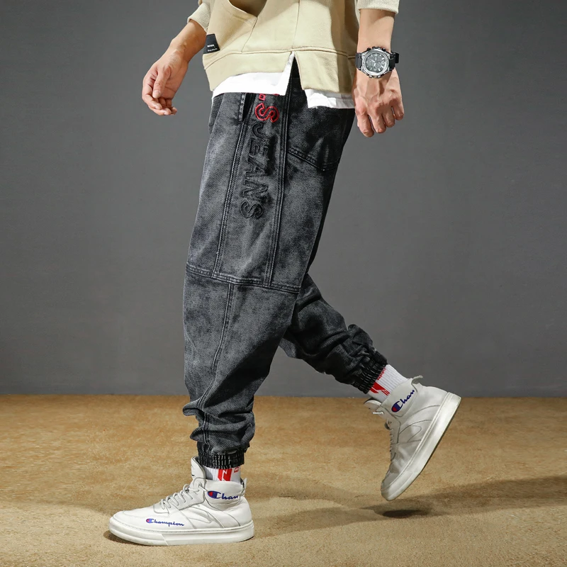 Beste Mannen Jeans Plus Size Elastische Losse Tapered Harem Jeans Katoen Ademend Denim Jeans Baggy Jogger Casual Broek 42 Jeans