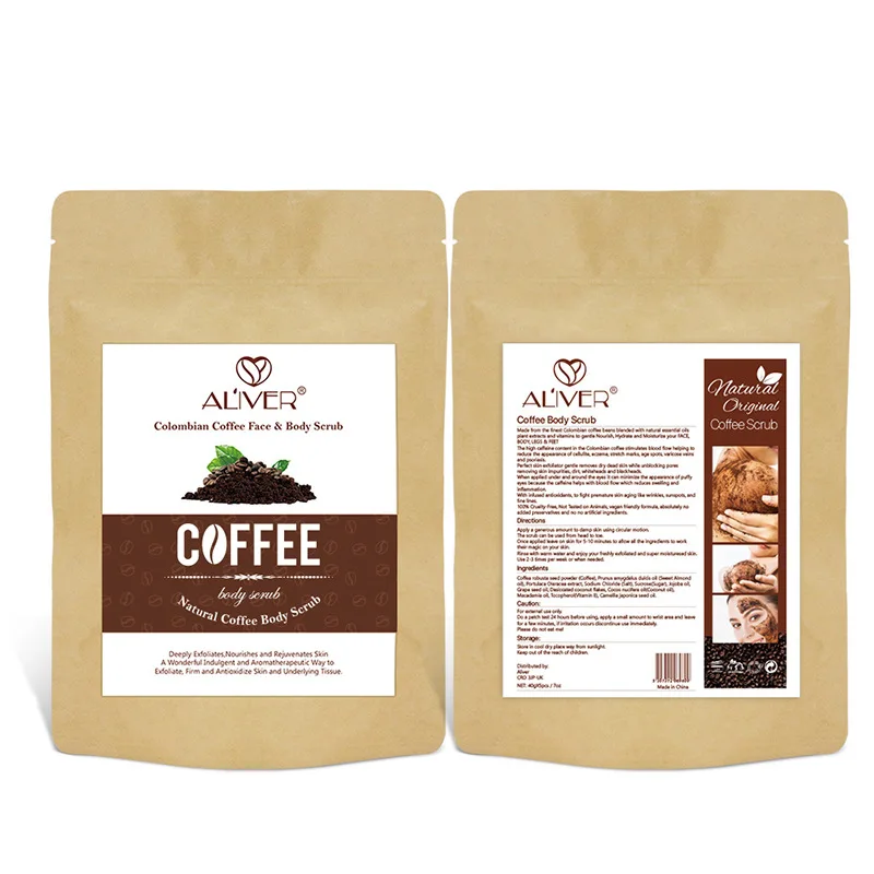 Creme de Limpeza Sal do Mar Aliver Café Pack Cara Esfrega Morto Esfoliação Corporal Facial Esfoliante Clareamento Hidratante 5 8 Tratamentos esfoliantes e p/ corpo