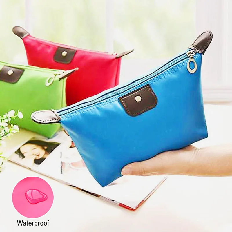 

2019 New Waterproof Solid Color Portable Makeup Cosmetic Bag Casual large Capacity Wash Bag Toiletry Storage Handbag Clutch