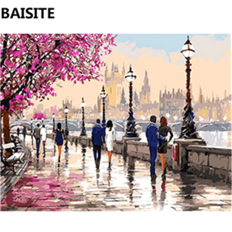 

BAISITE Frameless DIY Oil Painting Pictures By Numbers On Canvas Wall Pictures Wall Art For Living Room Home Decoration C095
