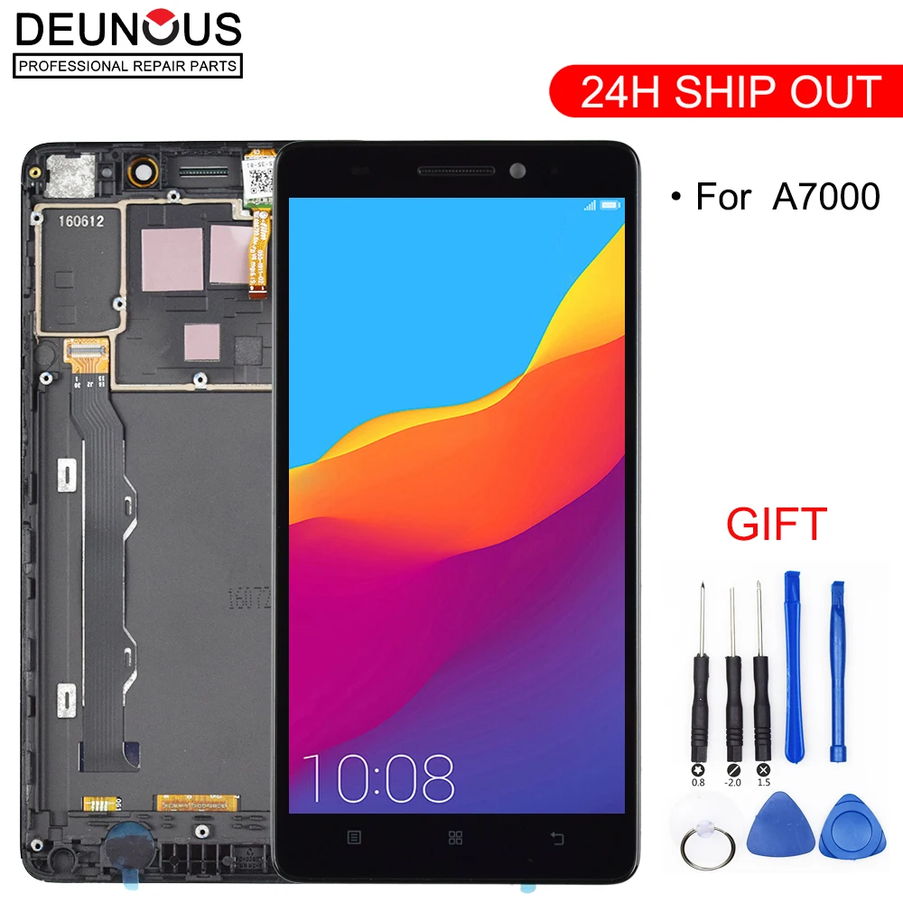 Оригинальный ЖК дисплей 5 дюйма для LENOVO A7000 сенсорный экран с рамкой дигитайзер