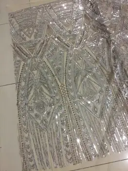 

High Quality embroidered net lace fabric ZH1871538 New Designs African net lace fabric with sequins for party