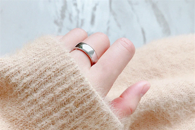Классические корейские модные крутые кольца anillos из серебра 925 пробы для женщин гладкие простые полированные кольца на палец женские кольца boho bts KJZ0366