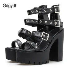 Женские босоножки на квадратном каблуке Gdgydh черные вечерние из