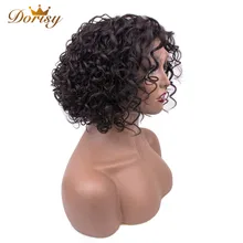 Парики из натуральных волос на кружевной основе, короткий парик-Боб для черных женщин, кудрявые человеческие волосы, парик из волос Dorisy remy