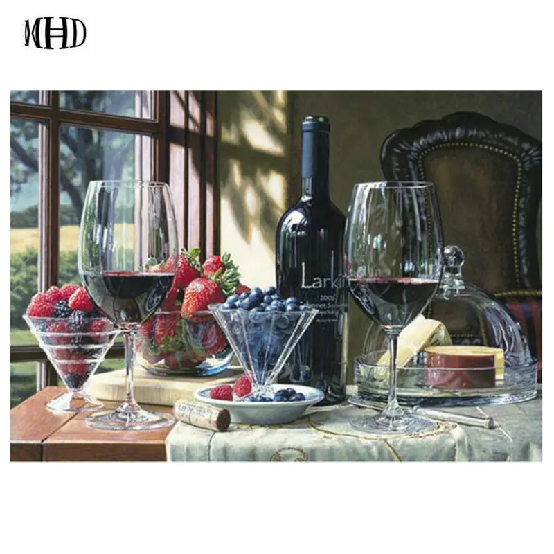Wine &amp Blueberry Icons Diamond Embroidery Wall Stickers 3D DIY Cross Stitch Kit Home Decor Crafts MHD | Дом и сад