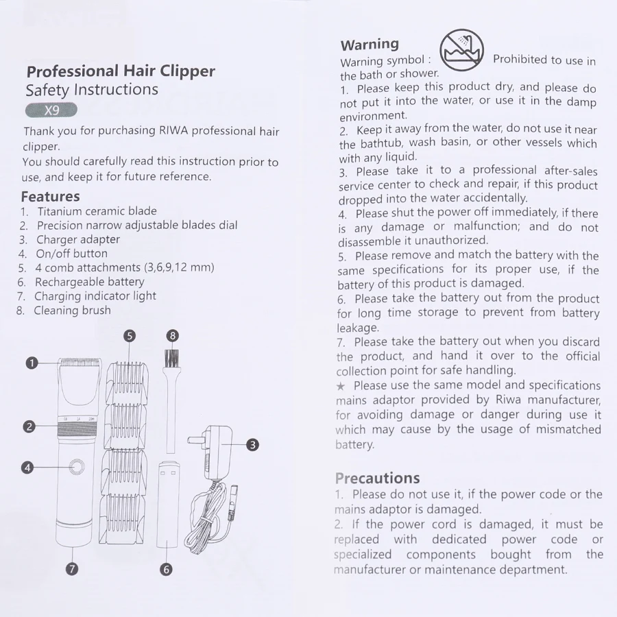 Профессиональный электрический беспроводной триммер для волос перезаряжаемая машинка для стрижки волос Резак для волос EU US AU UK Plug
