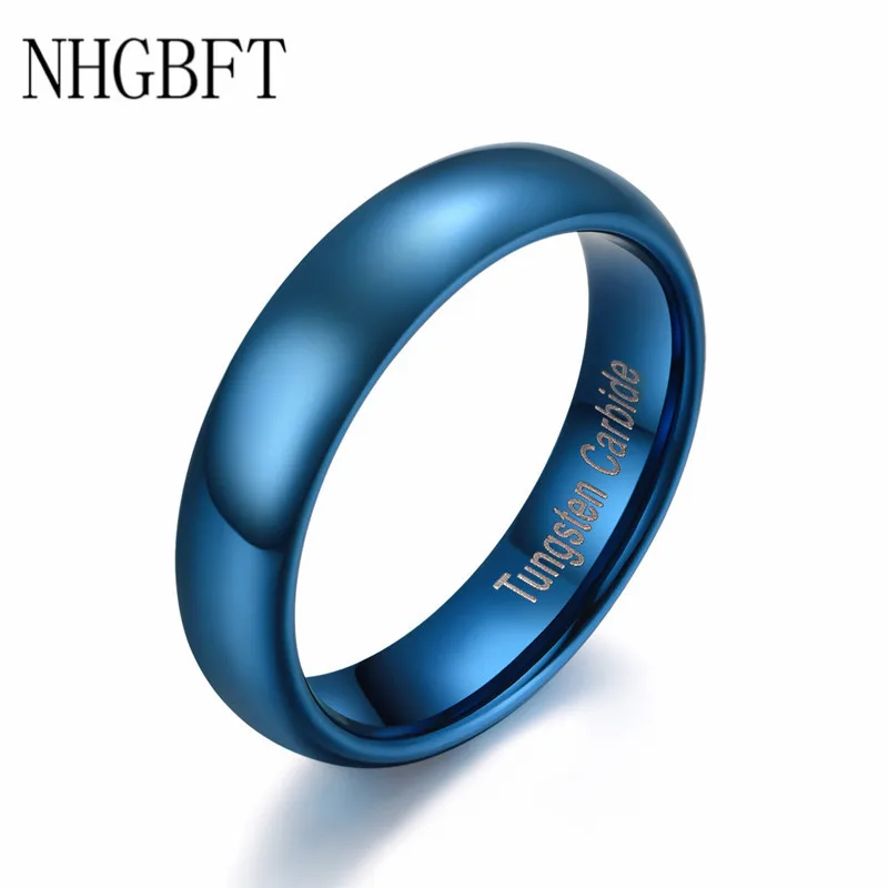 

NHGBFT 5mm wide Pure Tungsten Carbide Ring For Mens Blue Color hard metal rings Dropshipping