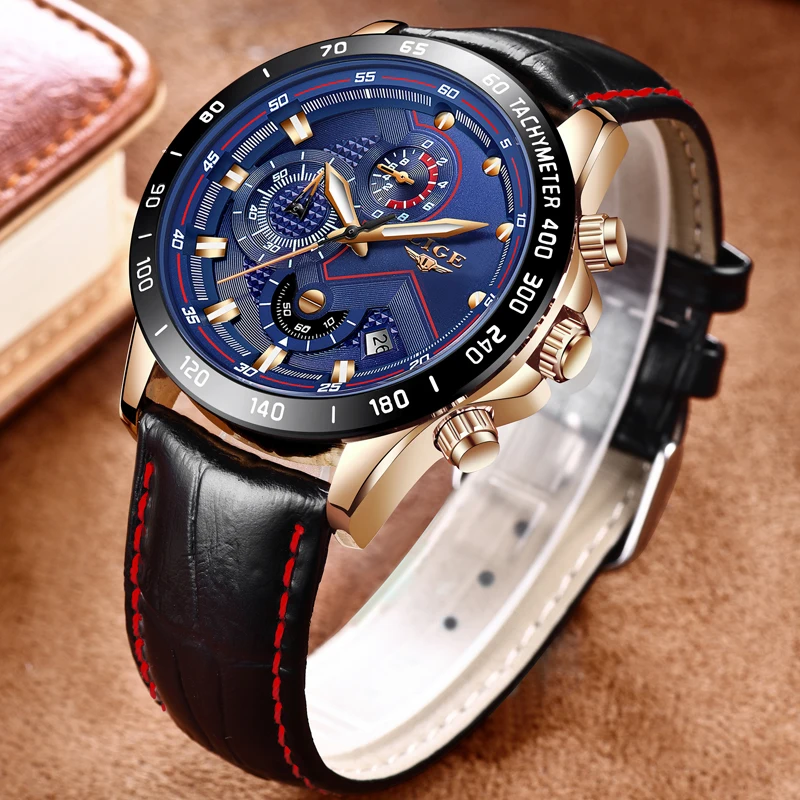 Relogio Masculino Mens Watches LIGE Top Brand Luxury Men's Multi-Functional Quartz Watch Men's Military Waterproof Sports Watch 