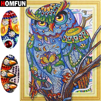 

HOMFUN 5D Diamond Painting Animal Special Shape Diamond Embroidery Owl Picture With Rhinestones 5D Home Decor Gift 40x50cm