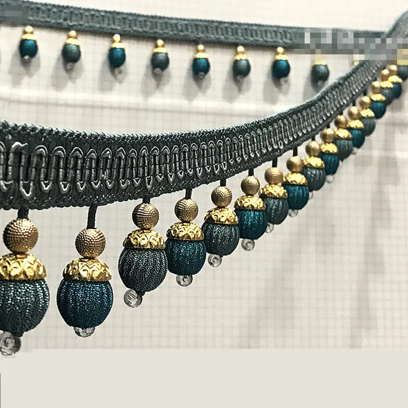 

4 meter/lots DIY lace European curtain accessories tassel Weaving ball Silk home textile Hanging ear lace trims M591