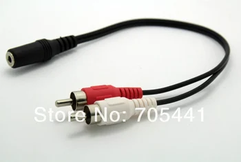 

500pcs/lot High quality copper 3.5mm Y Adapter Audio Cable Stereo Female to 2 RCA Male Adapter cable