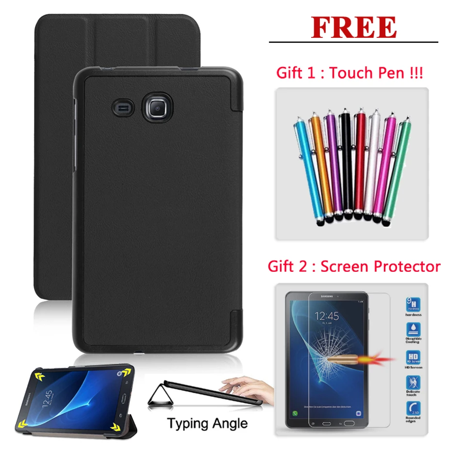 

Screen Protector Glass +Tablet Case Cover For Samsung Galaxy Tab A 7.0 8.0 2017 2018 SM T280 T285 T350 T380 T387 Case SM-T280