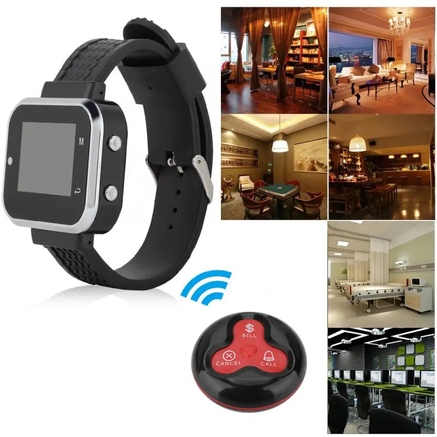 

CTW06+CTT23 Wireless Mobile Watch Receiver+10 Red+Black Wireless Nursing Pager 100-240V