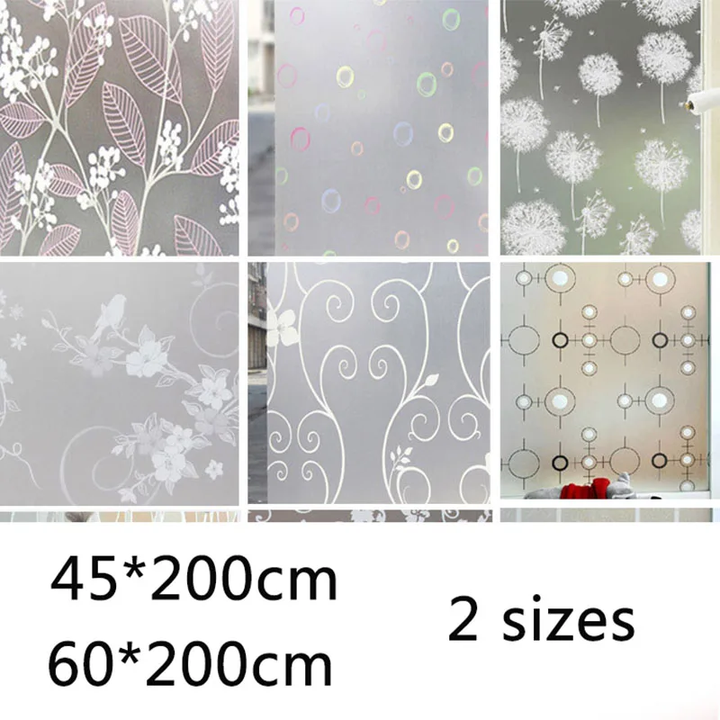 PVC frosted window film Shutter Iron Art Leaves bathroom window stickers Glass Translucent