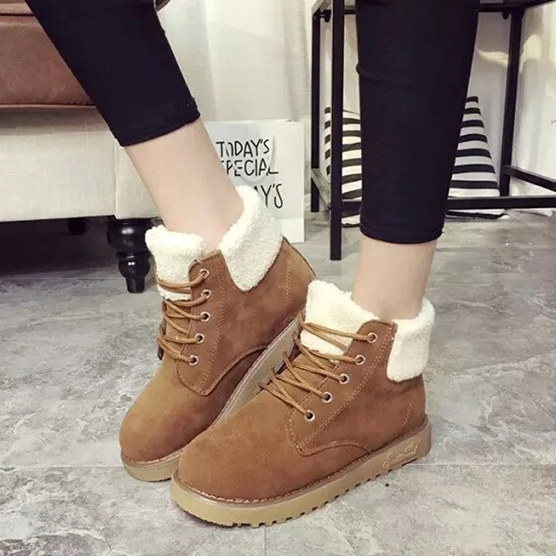 2015 new brand women school girls snow boots flat winter autumn cotton ...