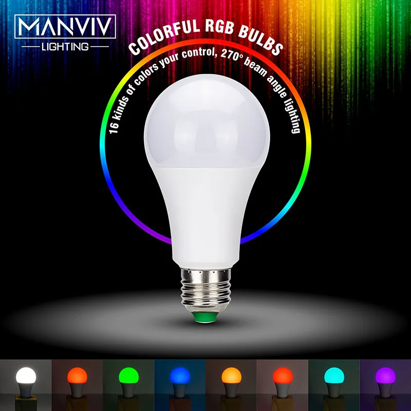 

LED Dimmable RGB Light Bulb 5W 10W 15W AC85-265V 16Color Change With IR Remote Control Smart Indoor Lighting Party Show Decorate