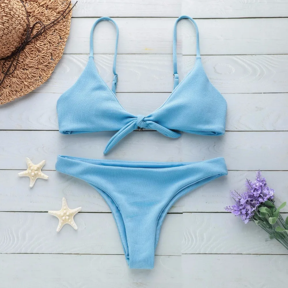 

2019 New Hot style sexy swimsuit in solid color split bikini two piece swimsuit for women bikinis push up for women
