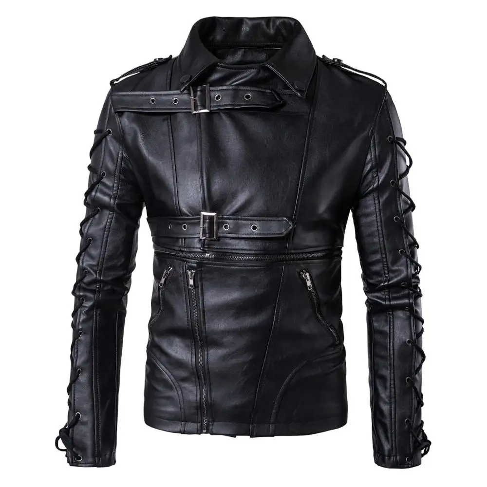 High Quality Men faux leather Streetwear coat Men Drawstrings Motorcycle Jackets Hiphop skateboard Punk Leather Jacket 072806 High Quality Men faux leather Streetwear coat Men Drawstrings Motorcycle Jackets Hiphop skateboard Punk Leather Jacket 072806