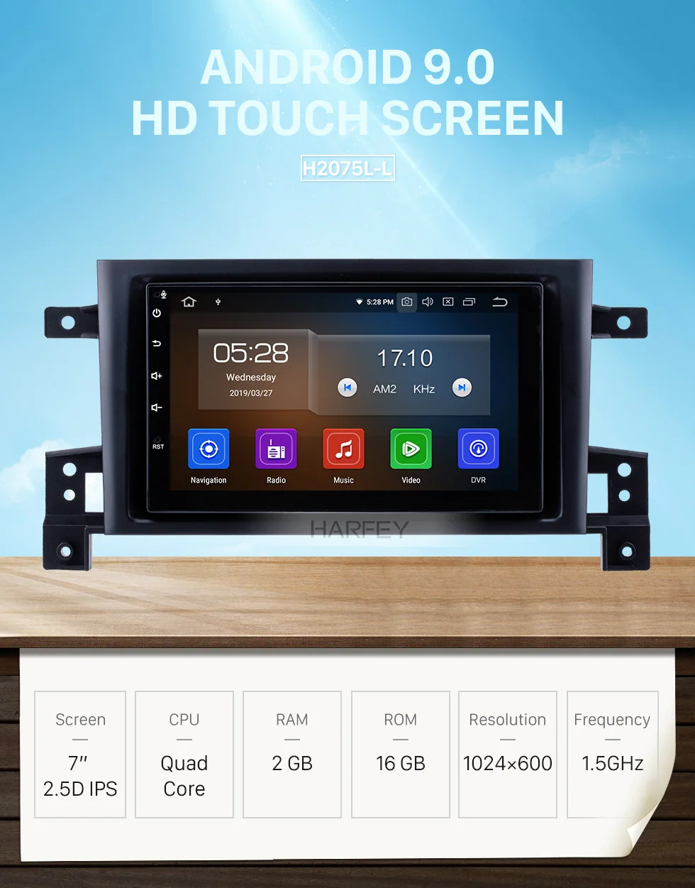 Flash Deal Harfey 7 inch 2Din Android 9.0 GPS Navigation Multimedia Player For Suzuki Vitara 2005-2013 Car Radio Head Unit Support RDS 0