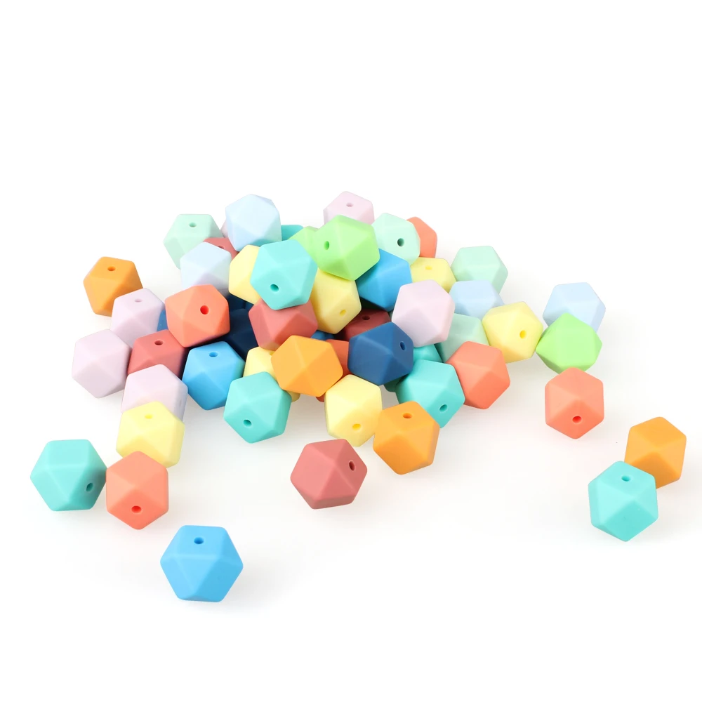 

10pcs 14mm Mini Hexagon silicone beads Baby Teether BPA Free DIY Necklace Pacifier Chain Baby Teething Care Infant