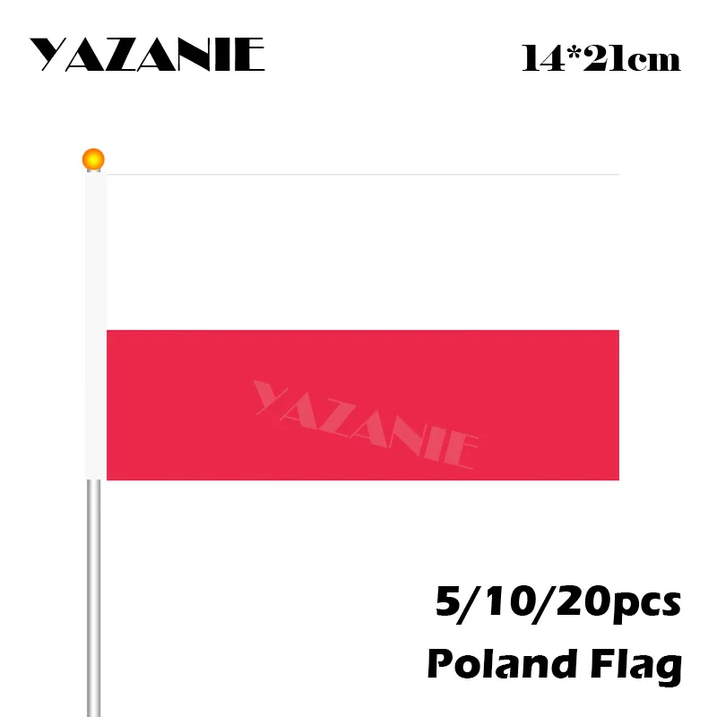 Yazanie 14*21 см 5/10/20 штук Польша Флаг продвижение маленькая Польша рука волна Национальный флаг#8 полиэстер флаг