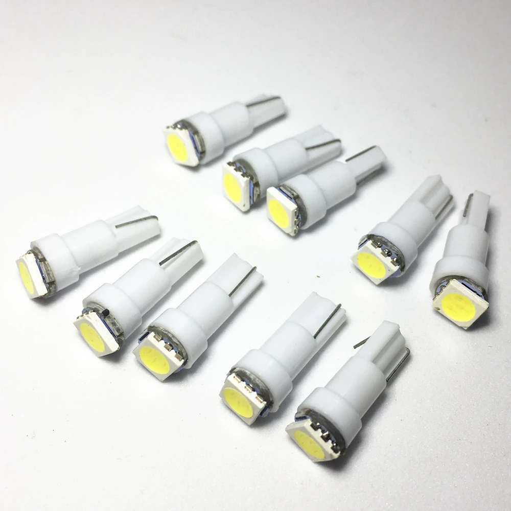 100X 화이트 블루 레드 옐로우 그린 T5 led 악기 빛 17 37 73 74 SMD 5050 자동 LED 램프 12V 100pcs 자동차 대시 보드 전구