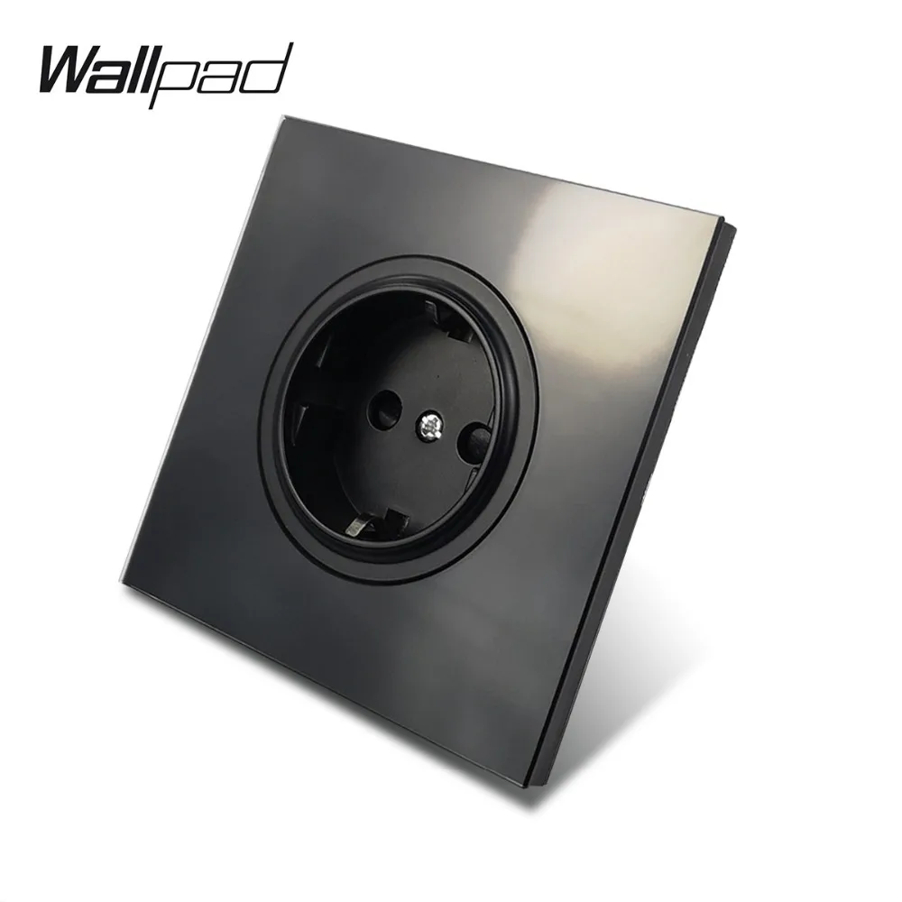Wallpad L6 черная панель из закаленного стекла EU розетка электрическая немецкая 16А
