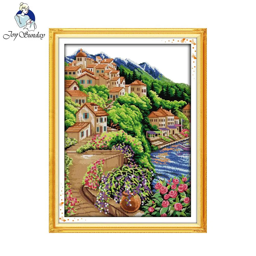 Joy Sunday комплекты для вышивки крестиком на море и холме 14CT 11CT оптовая продажа