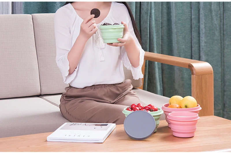 TUUTH Silicone Lunch Box Portable Folding Bowl Eco-Friendly Matetial Food Container For Picnic Office Workers School A9