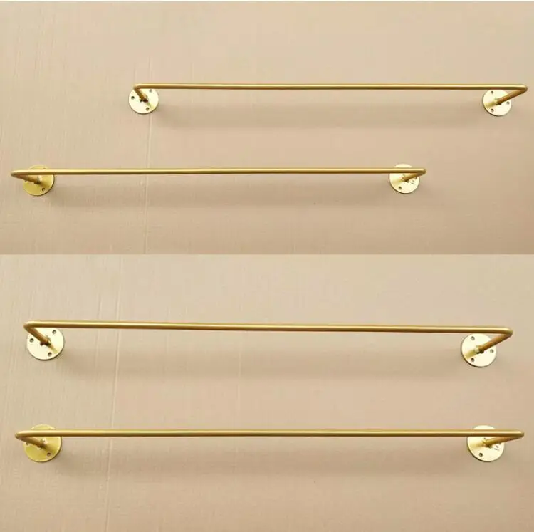 Gold display rack clothes on the wall clothing rack women's clothing shop decoration shelf wall type fine tube clothing rack