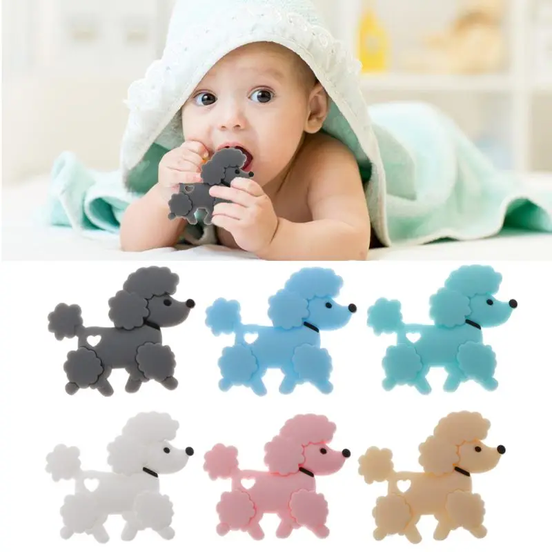 

1pc Silicone Teddy Puppy Charm BPA Free Cartoon Animals Baby Teething DIY Necklace Soft Baby Teethers