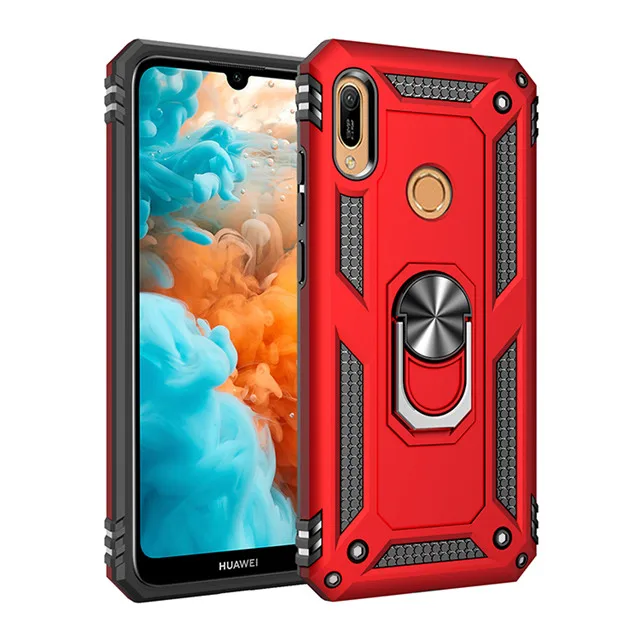 Heavy Duty  Car Magnet Armor Case Shockproof Cover For Huawei Y6 Y7 Prime Y5 Y9 2019 Honor 8A 8S Ring Stand Holder 