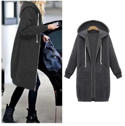 Женская теплая зимняя флисовая парка с капюшоном, пальто, длинная куртка, женская верхняя одежда на молнии, женские толстовки, S-5XL размера плюс, толстовка - Цвет: style3