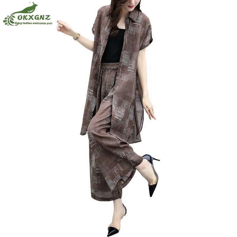 2020 Nieuwe Vrouwen Zomer Pak Plus Size Tweedelige Chiffon Vest Tops Wijde Pijpen Broek Toevallige Hoge- end Mode Pak Vrouwelijke Okxgnz 2020 Nieuwe Vrouwen Zomer Pak Plus Size Tweedelige Chiffon Vest Tops Wijde Pijpen Broek Toevallige Hoge- end Mode Pak Vrouwelijke Okxgnz