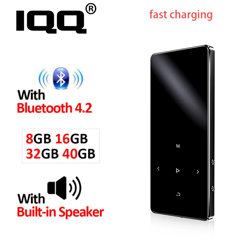 IQQ сенсорный экран 16 Гб MP3 плеер с Bluetooth и динамик Портативный Walkman Fm/радио для