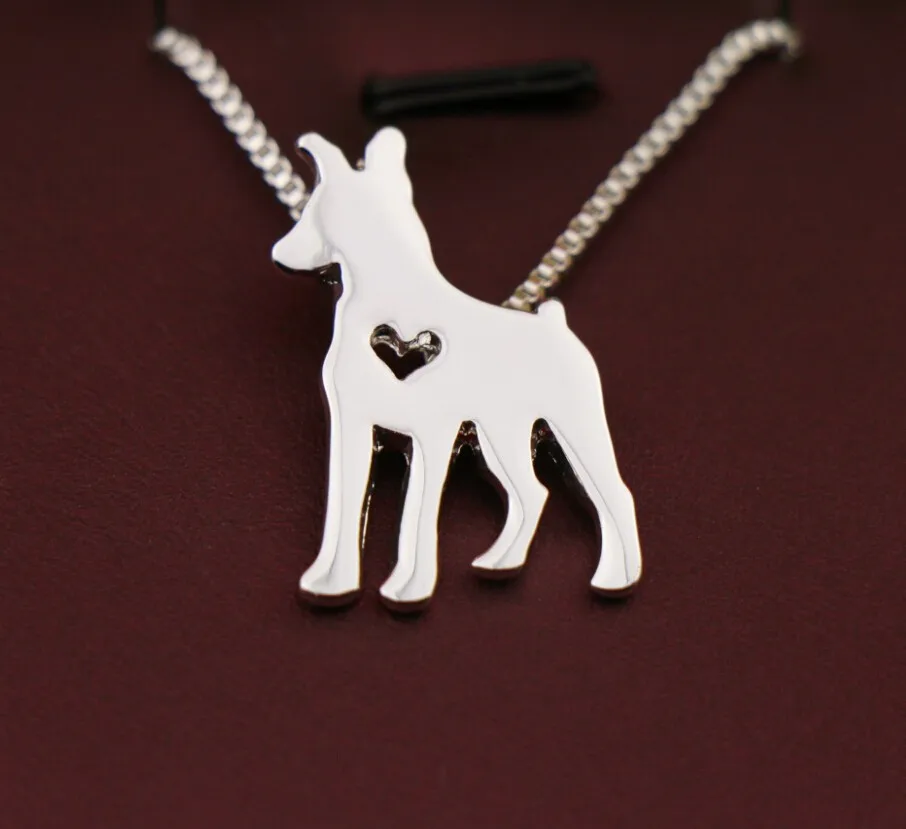 

Drop shipiing 1PCS Summer fashion cute Doberman Pinscher dog necklace dog pendant animal jewelry