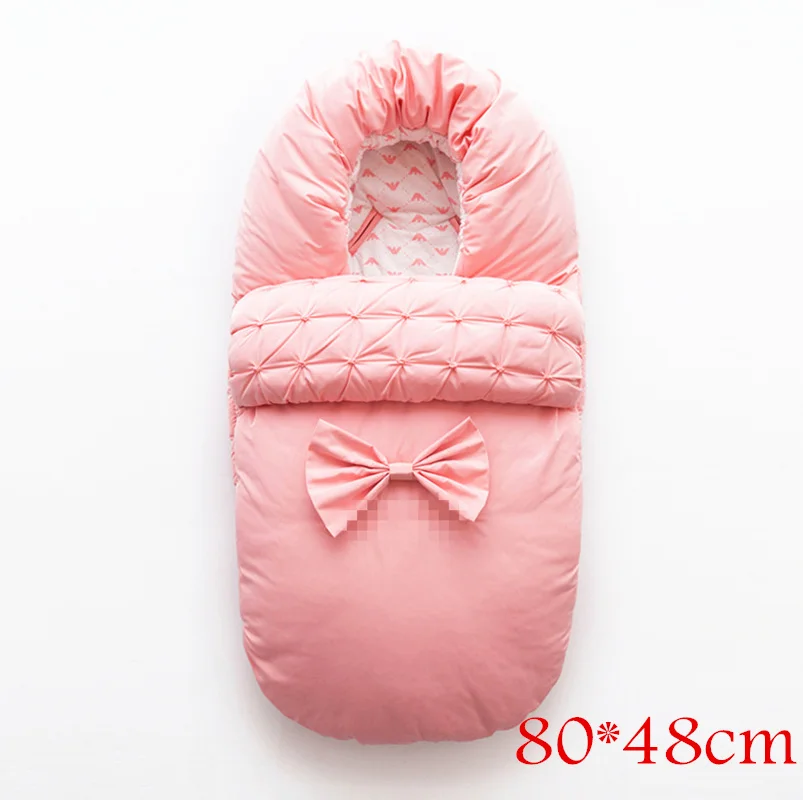 Детский спальный мешок, зимний конверт для новорожденных, теплый спальный мешок, хлопковый детский спальный мешок в коляске, инвалидные коляски - Цвет: pink 80-48